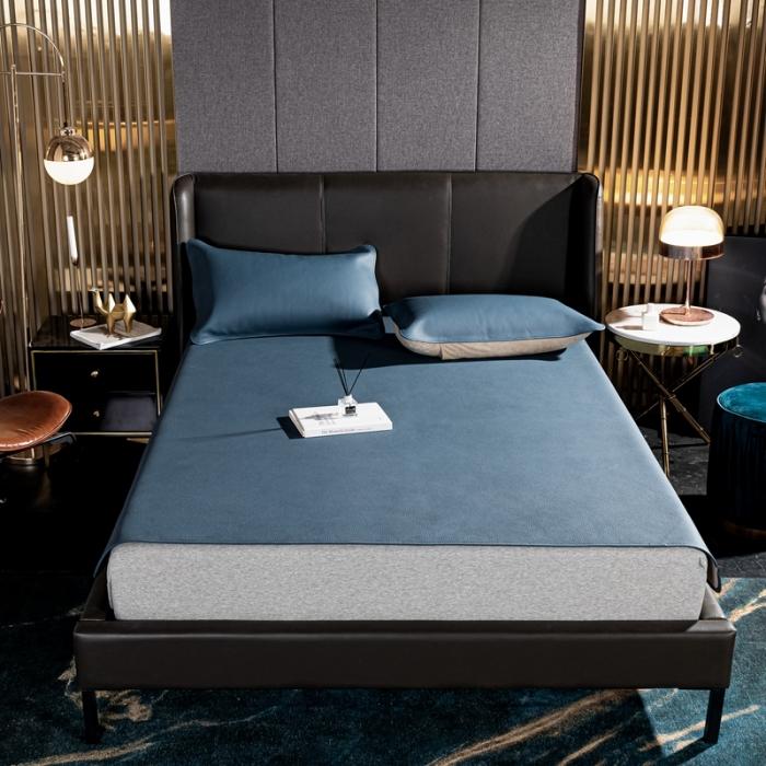 91家纺网 家纺一手货源 找家纺 素彩头层黄牛皮席 -素彩-蓝色