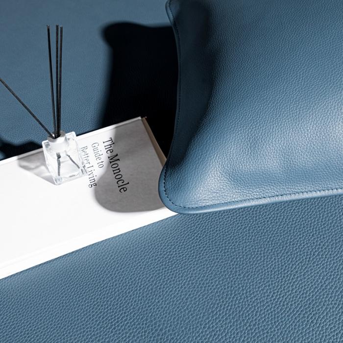 91家纺网 家纺一手货源 找家纺 素彩头层黄牛皮席 -素彩-蓝色