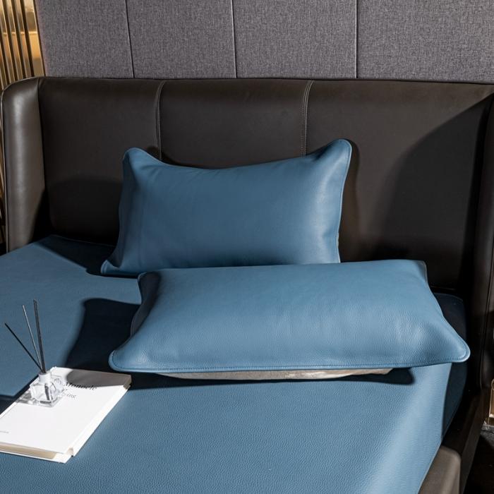 91家纺网 家纺一手货源 找家纺 素彩头层黄牛皮席 -素彩-蓝色