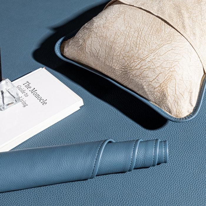 91家纺网 家纺一手货源 找家纺 素彩头层黄牛皮席 -素彩-蓝色