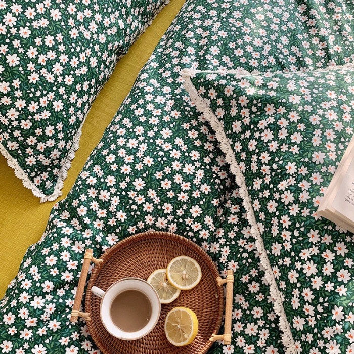 91家纺网 家纺一手货源 找家纺 澳萝拉 新款13372春夏全棉法式蕾丝花边碎花四件套 邂逅