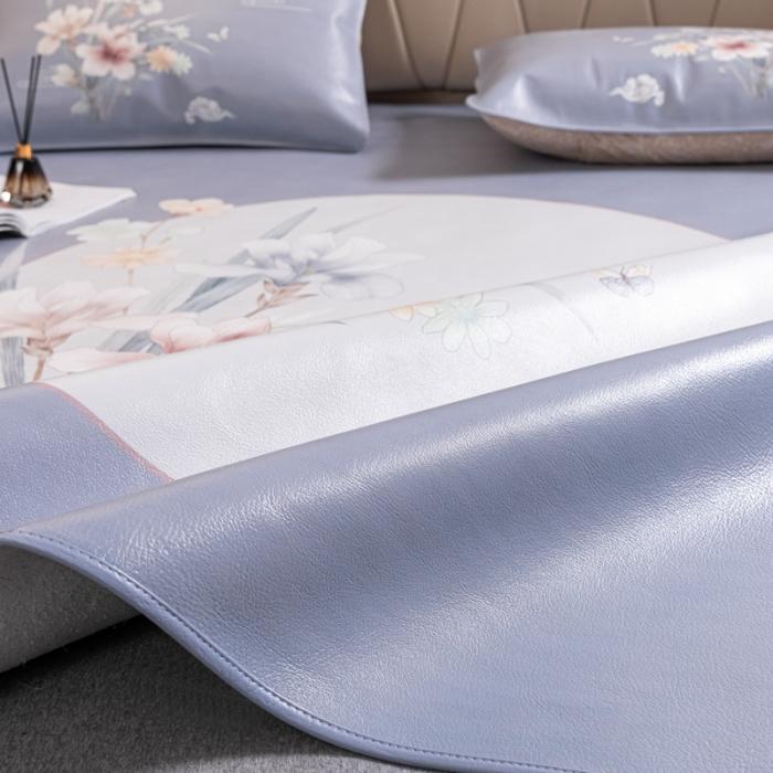 91家纺网 家纺一手货源 找家纺 彩绘头层水牛皮凉席 -蝶梦南吟-灰