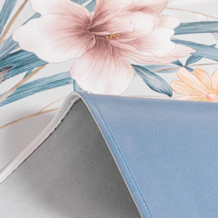 91家纺网 家纺一手货源 找家纺 彩绘头层水牛皮凉席 -蝶梦南吟-浅蓝