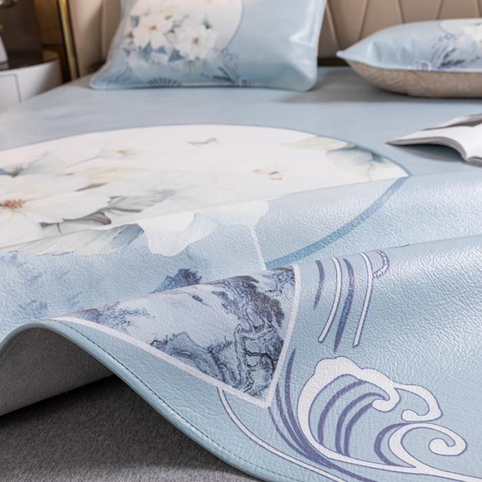 91家纺网 家纺一手货源 找家纺 彩绘头层水牛皮席 -国色天香-银灰色