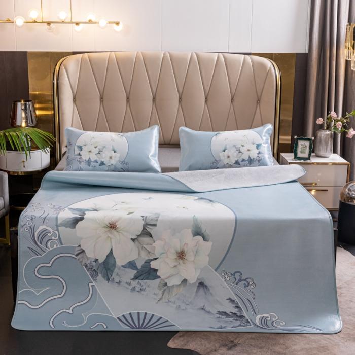 91家纺网 家纺一手货源 找家纺 彩绘头层水牛皮席 -国色天香-银灰色