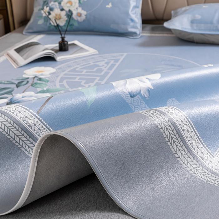 91家纺网 家纺一手货源 找家纺 彩绘头层水牛席 -月夕花潮-浅灰