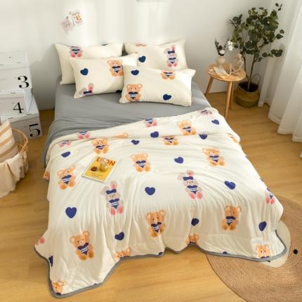 澳洲羽2024新款凉感丝针织棉夏被四件套空调被 幸运熊