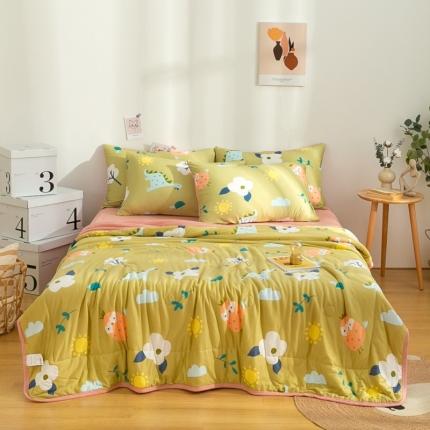 澳洲羽2024新款凉感丝针织棉夏被四件套空调被 恐龙世界