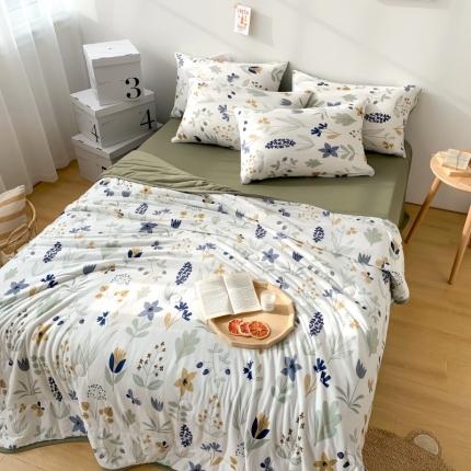 澳洲羽2024新款凉感丝针织棉夏被四件套空调被 向阳花开