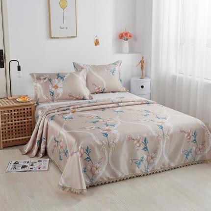 91家纺网 家纺一手货源 找家纺 北纬27度 2021新款冰丝凉席三件套 春色满园米