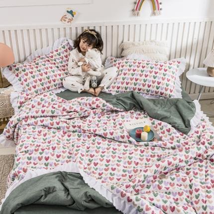 91家纺网 家纺一手货源 找家纺 （总）米莱 2021新款花边款亲肤夏被四件套