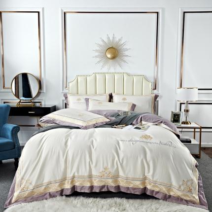 星尚家纺 2021新款100支长绒棉四件套加纳系列 乳白