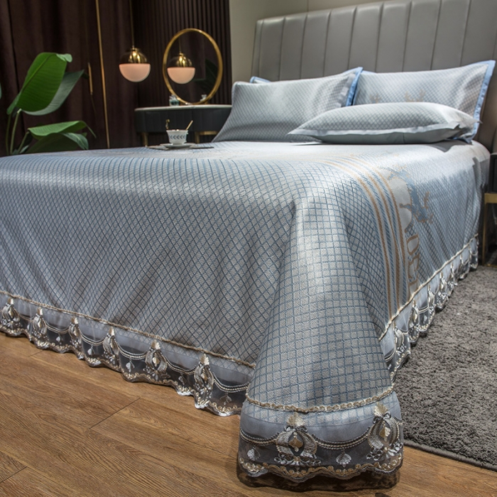 91家纺网 家纺一手货源 找家纺 全季家居 2021新款1200D碳光席床单款冰丝凉席麋鹿