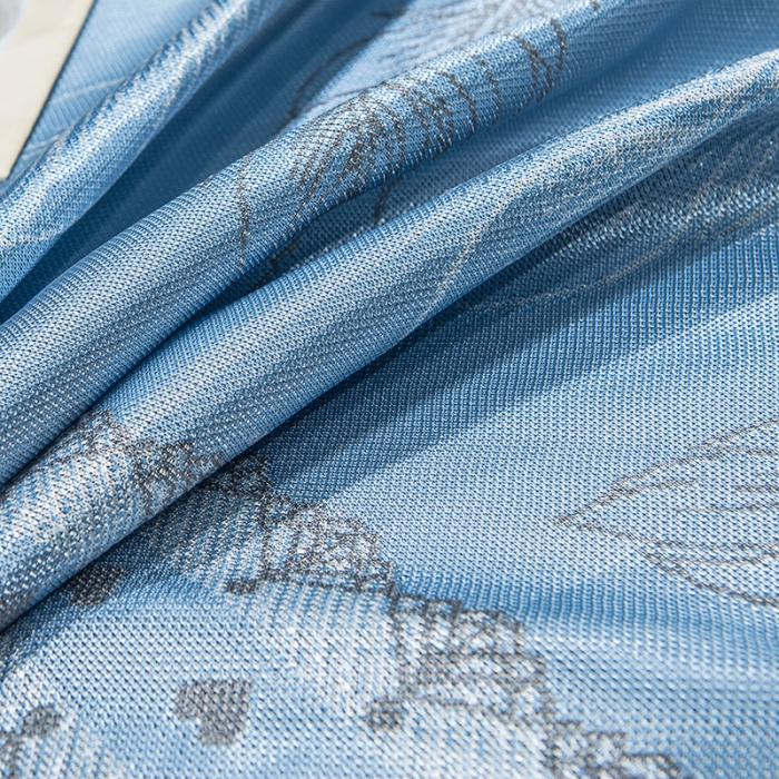 91家纺网 家纺一手货源 找家纺 全季家居 2021新款1200D碳光席床单款冰丝凉席羽毛天蓝