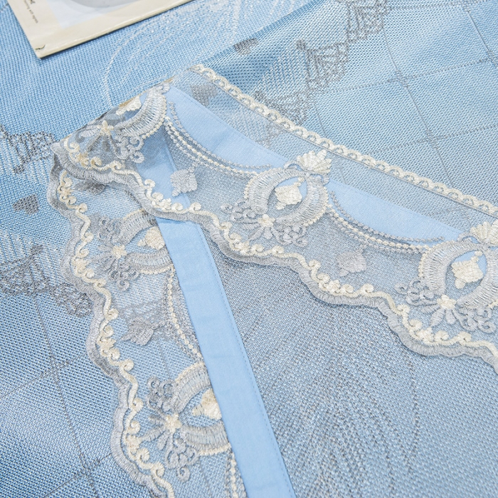 91家纺网 家纺一手货源 找家纺 全季家居 2021新款1200D碳光席床单款冰丝凉席羽毛天蓝