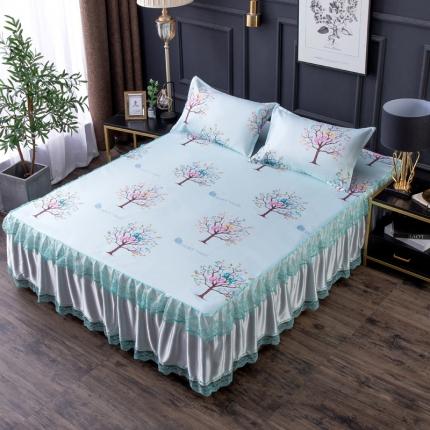 91家纺网 家纺一手货源 找家纺 （总）恋佳居 2023新款印花床裙款可水洗冰丝席三件套