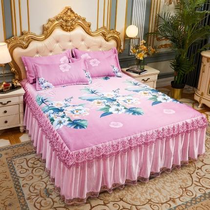 91家纺网 家纺一手货源 找家纺 （总）恋佳居 2023新款印花床裙款可水洗冰丝席三件套