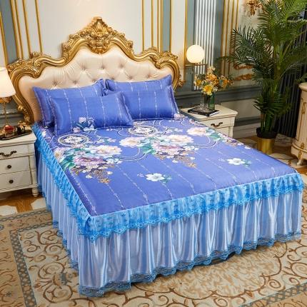 91家纺网 家纺一手货源 找家纺 （总）恋佳居 2023新款印花床裙款可水洗冰丝席三件套