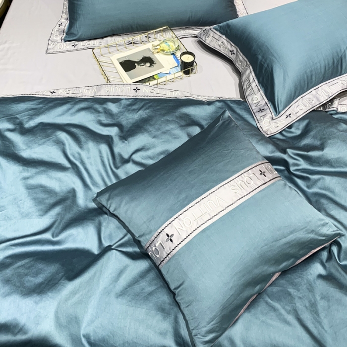 91家纺网 家纺一手货源 找家纺 青竹苑2021轻奢风60S长绒棉四件套海兰加灰