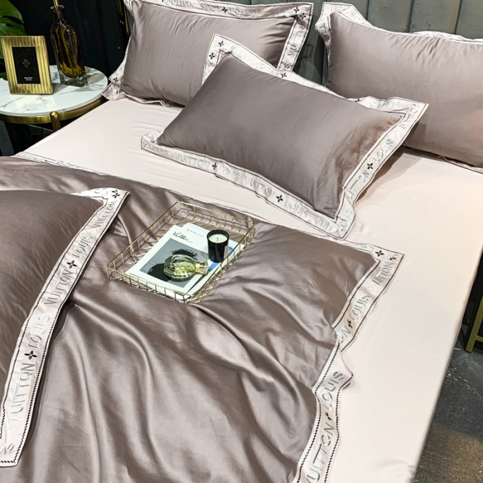 91家纺网 家纺一手货源 找家纺 青竹苑 2021新款轻奢风60S长绒棉四件套豆沙加粉玉