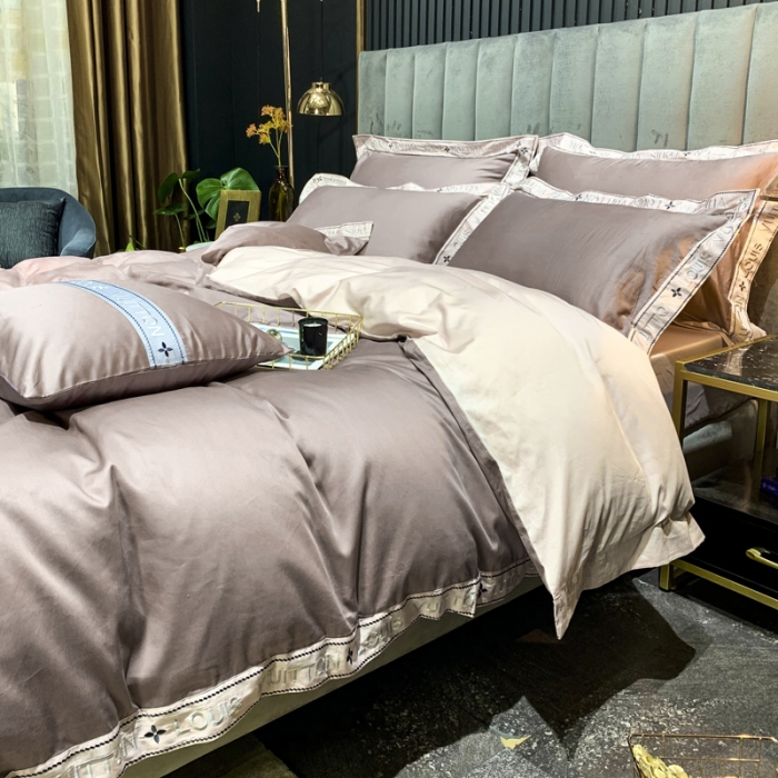 91家纺网 家纺一手货源 找家纺 青竹苑 2021新款轻奢风60S长绒棉四件套豆沙加粉玉