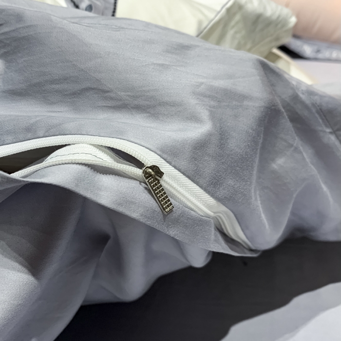 91家纺网 家纺一手货源 找家纺 青竹苑2021新款轻奢风60S长绒棉四件套贵族白加灰