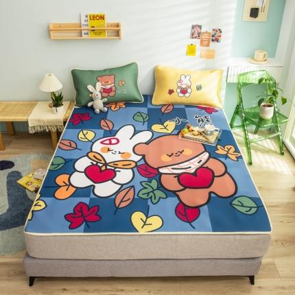 91家纺网 家纺一手货源 找家纺 塔塔 2025新款凉感丝大版印花软席凉席三件套 爱心小熊