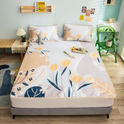 91家纺网 家纺一手货源 找家纺 塔塔 2025新款凉感丝大版印花软席凉席三件套 花开朵朵