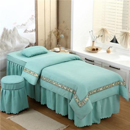 乐逸家纺 2023新品棉麻雪芙尼美容套件 棉麻欧式花边翠绿