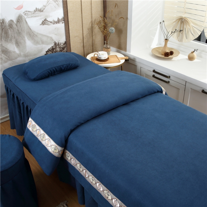 91家纺网 家纺一手货源 找家纺 乐逸家纺 2023新品棉麻雪芙尼美容套件棉麻欧式花边兰灰