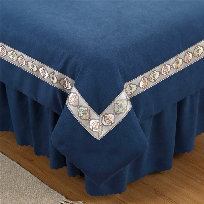 91家纺网 家纺一手货源 找家纺 乐逸家纺 2023新品棉麻雪芙尼美容套件棉麻欧式花边兰灰