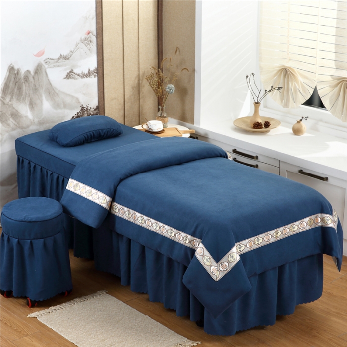 91家纺网 家纺一手货源 找家纺 乐逸家纺 2023新品棉麻雪芙尼美容套件棉麻欧式花边兰灰