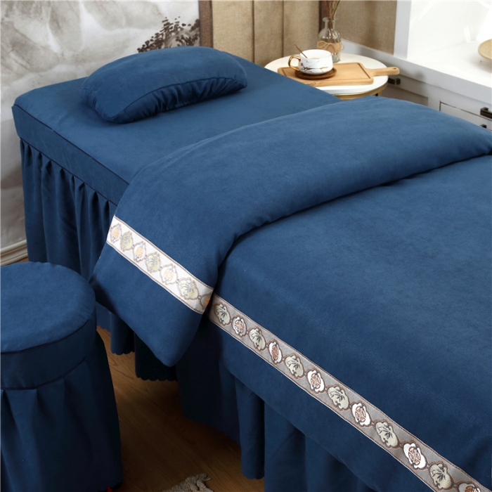 91家纺网 家纺一手货源 找家纺 乐逸家纺 2023新品棉麻雪芙尼美容套件棉麻欧式花边兰灰