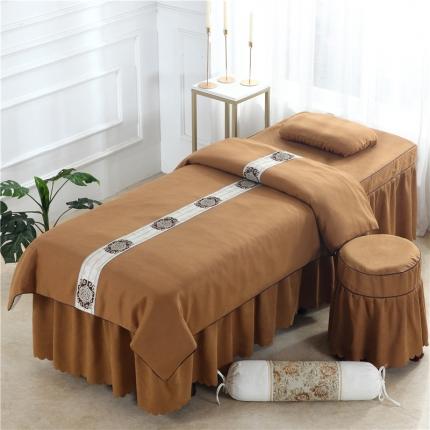 乐逸家纺 2023新品棉麻中式美容床罩 C咖色