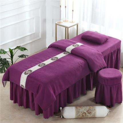 乐逸家纺 2023新品棉麻中式美容床罩 C深紫