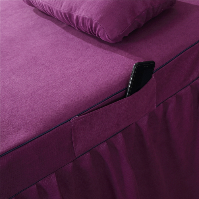 91家纺网 家纺一手货源 找家纺 乐逸家纺 2023新品棉麻中式美容床罩 米白+深紫