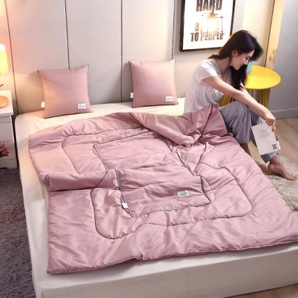 照世家纺 2021新款贴布绣多功能抱枕被粉色