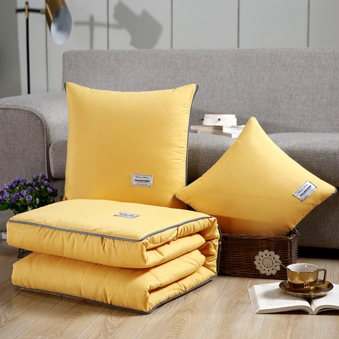 91家纺网 家纺一手货源 找家纺 照世家纺 2021新款贴布绣多功能抱枕被姜黄