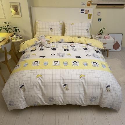 91家纺网 家纺一手货源 找家纺 优彩2021新款全棉卡通四件套纯棉三件套系列 快乐假期