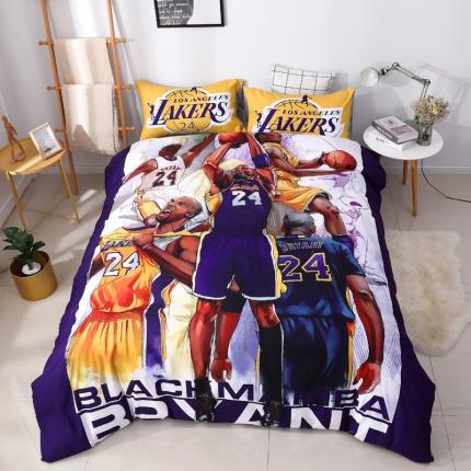 91家纺网 家纺一手货源 找家纺 八零年代 2021数码印花生态磨毛个性卡通四件套 科比