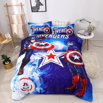 91家纺网 家纺一手货源 找家纺 八零年代 2021数码印花生态磨毛个性卡通四件套 美国队长