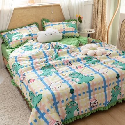 91家纺网 家纺一手货源 找家纺 红粉佳人 2021新款韩版洛卡棉水洗棉夏被 恐龙宝贝