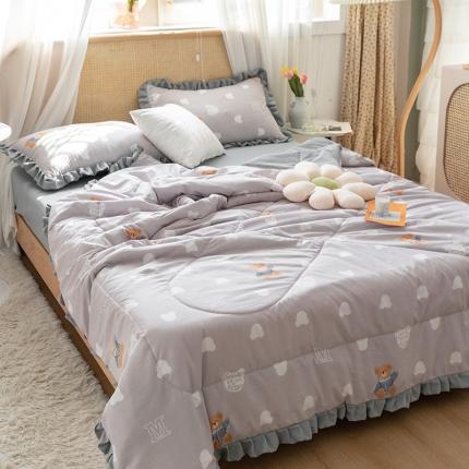 91家纺网 家纺一手货源 找家纺 红粉佳人 2021新款韩版洛卡棉水洗棉夏被 开心宝贝