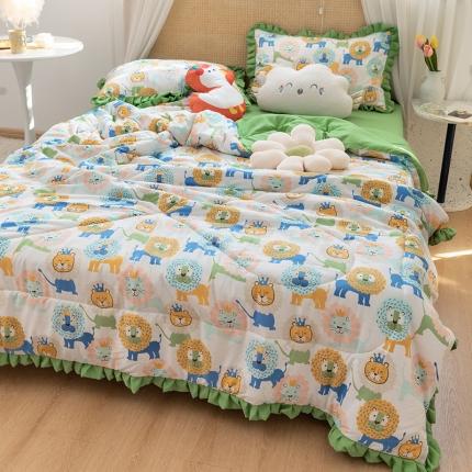 红粉佳人 2021新款韩版洛卡棉水洗棉夏被 丛林狮子