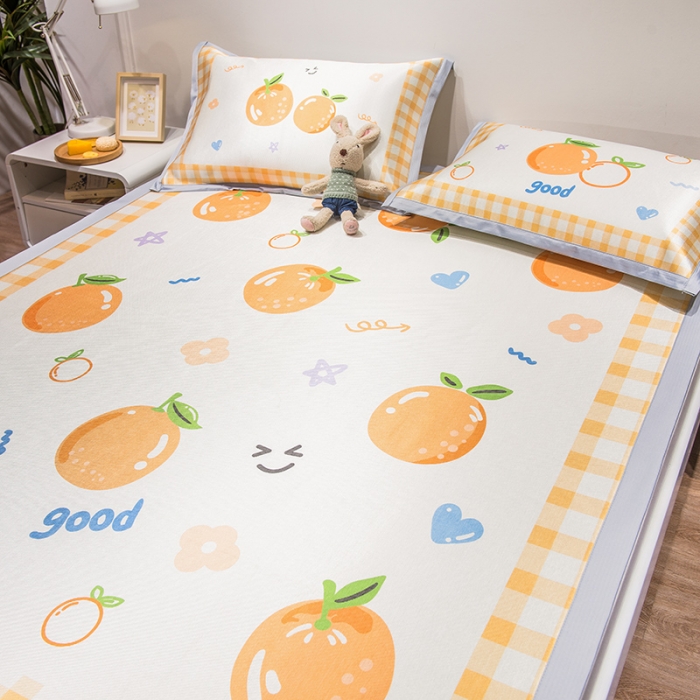 91家纺网 家纺一手货源 找家纺 懒猫 2021新款宽边大版冰丝凉席 大吉大利