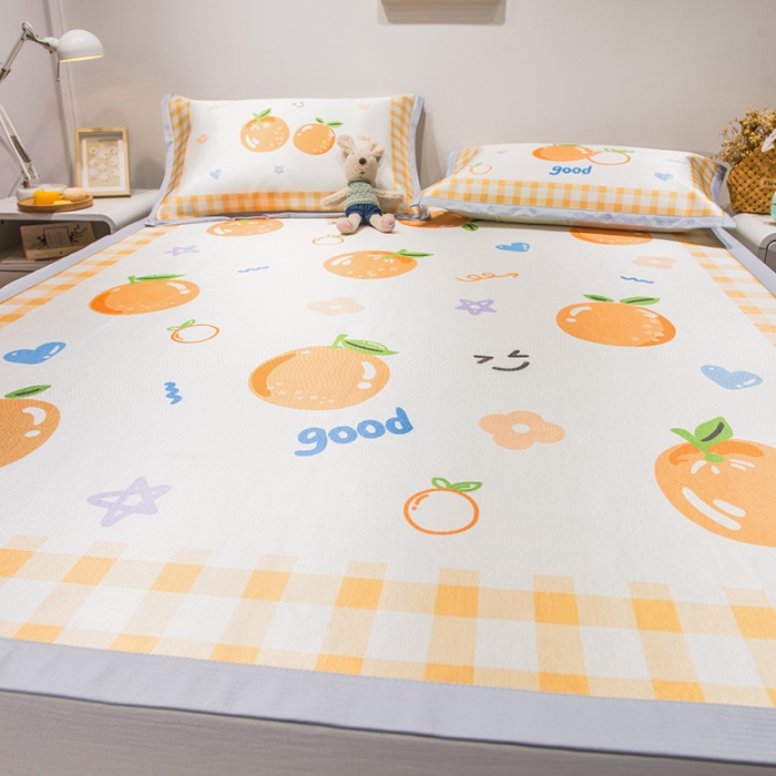 91家纺网 家纺一手货源 找家纺 懒猫 2021新款宽边大版冰丝凉席 大吉大利