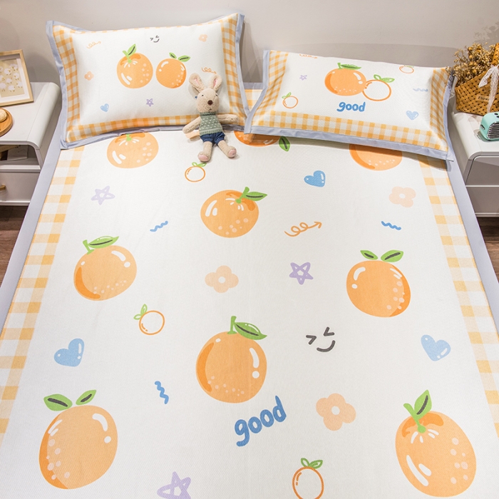 91家纺网 家纺一手货源 找家纺 懒猫 2021新款宽边大版冰丝凉席 大吉大利