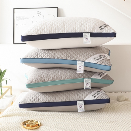 （总）仁宇枕业 2021新款枕芯格纹冷灰宽边系列枕头