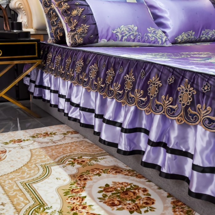 91家纺网 家纺一手货源 找家纺 ds生活馆 2021新款欧式床裙款冰丝席凉席 真爱永恒