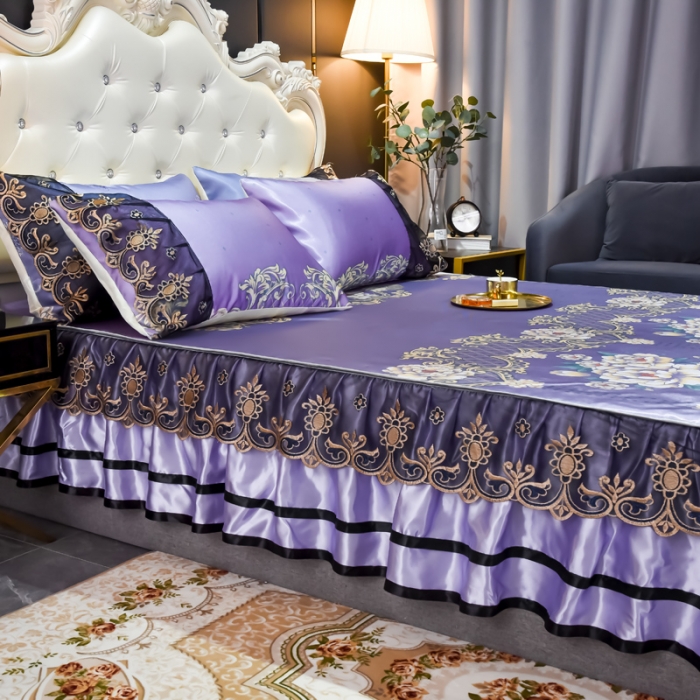 91家纺网 家纺一手货源 找家纺 ds生活馆 2021新款欧式床裙款冰丝席凉席 真爱永恒